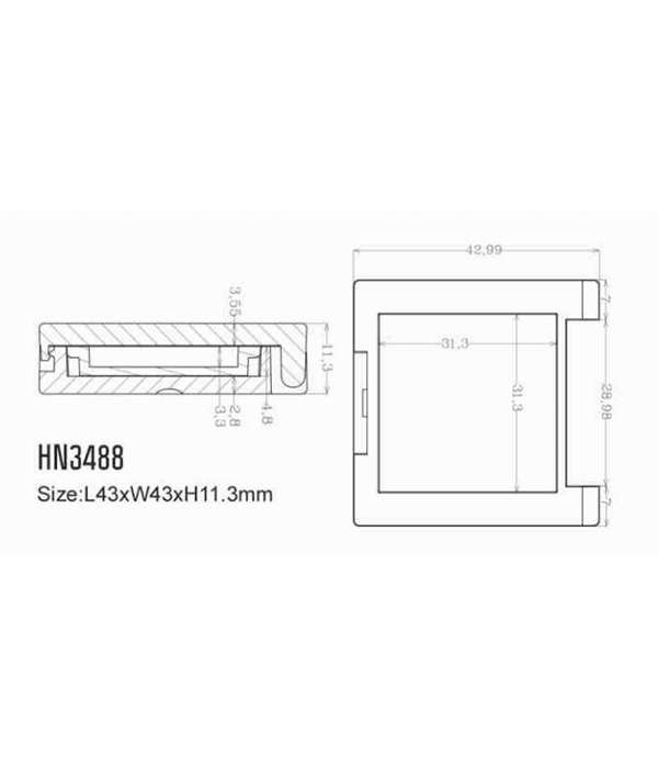 detail of HN3488-Boîte de poudre de palette cosmétique compacte